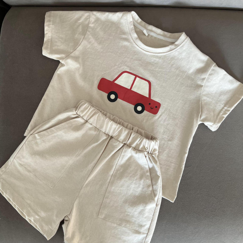 【BABY＆KID】夏新作 カートゥーンカーセットアップSK063008