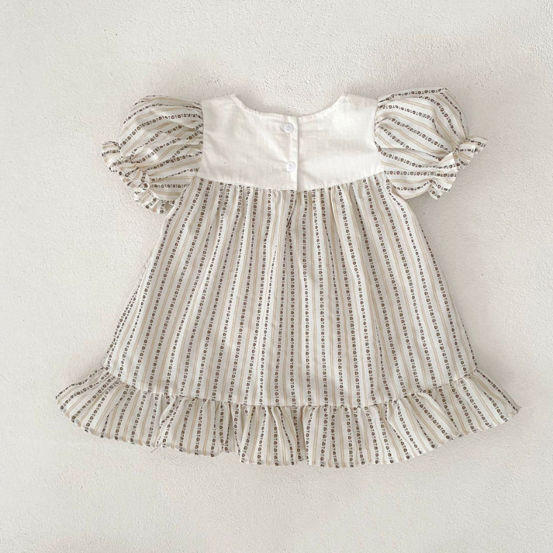 【BABY&KID】夏新作 ストライプパフスリーブワンピースSK080113