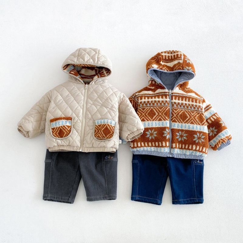 【BABY&KID】冬新作リバーシブル配色中綿ジャケットSK108518