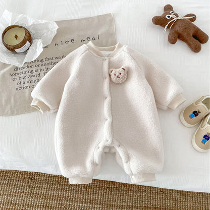 【BABY&KID】冬新作熊さん付けモフモフオールインワン　全3色SK11370