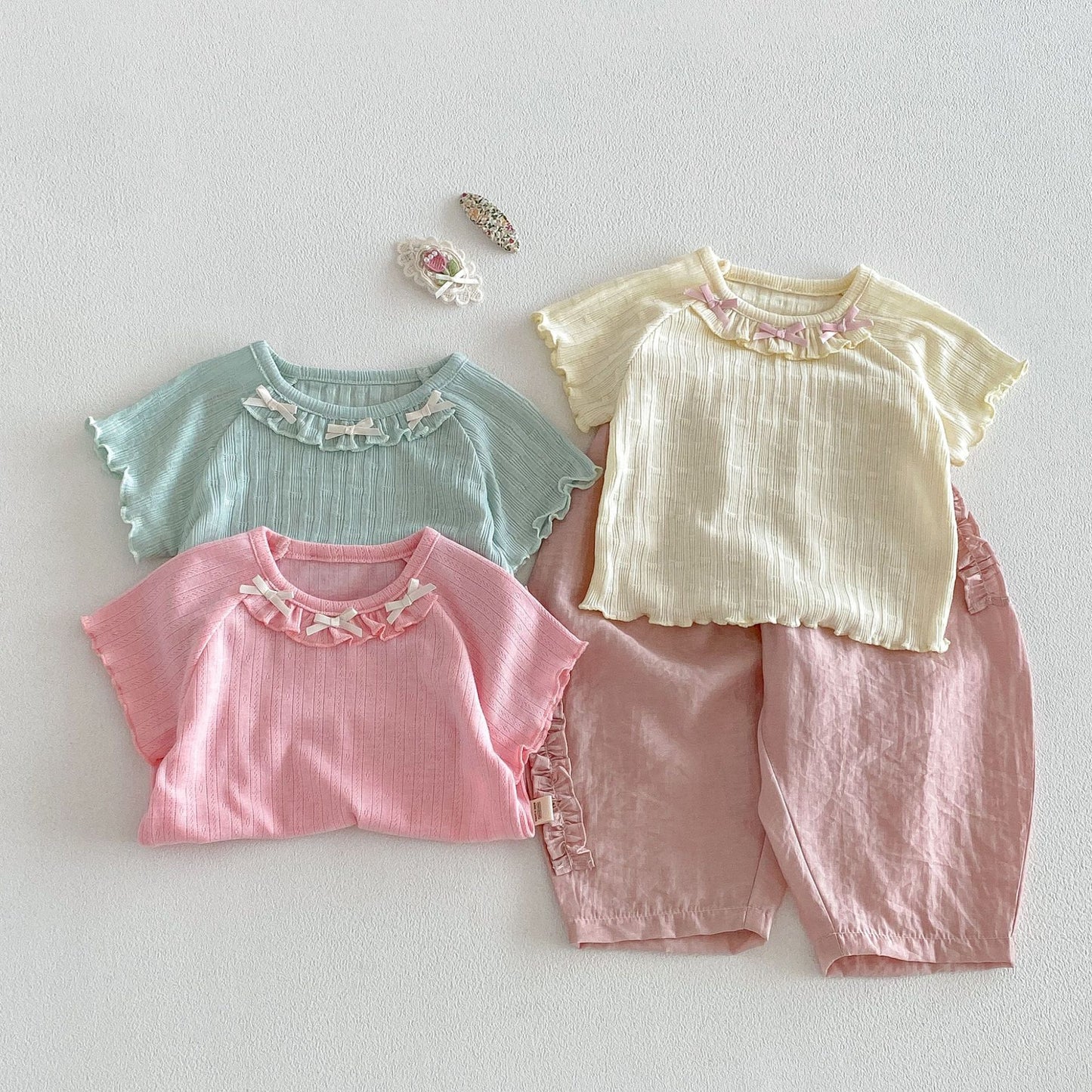 【BABY&KID】夏新作 フリル蝶結びTシャツSK105107