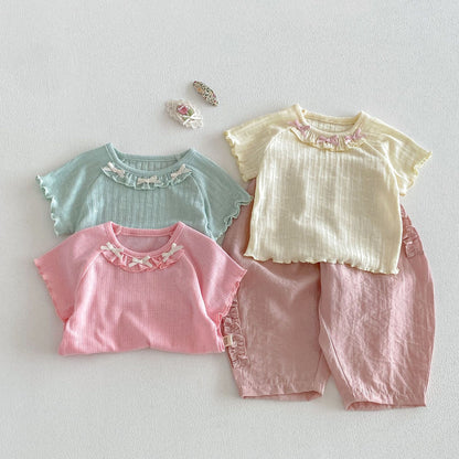 【BABY&KID】夏新作 フリル蝶結びTシャツSK105107