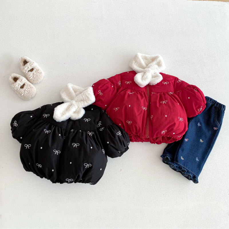 【BABY&KID】冬新作蝶結び刺繍中綿アウターSK103022