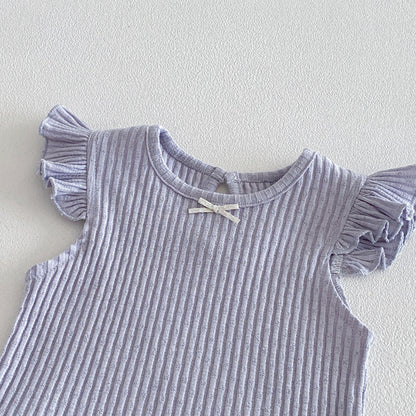 【BABY】夏新作フリルスリーブTシャツ＆小花柄サロペットSK104502