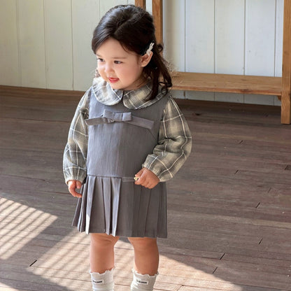 【BABY】韓国風スクールワンピース＆チェックシャツSK103707