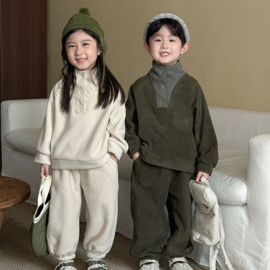 【BABY&KID】冬新作 裏起毛ハイネックセットアップSK102026
