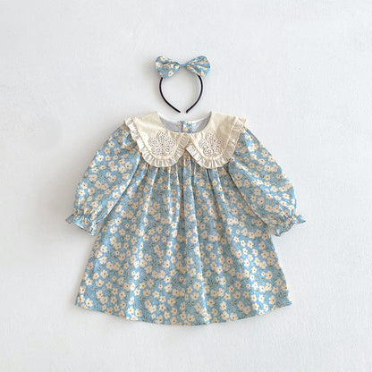【姉妹服】花刺繍襟ロンパース、ワンピースSK101135
