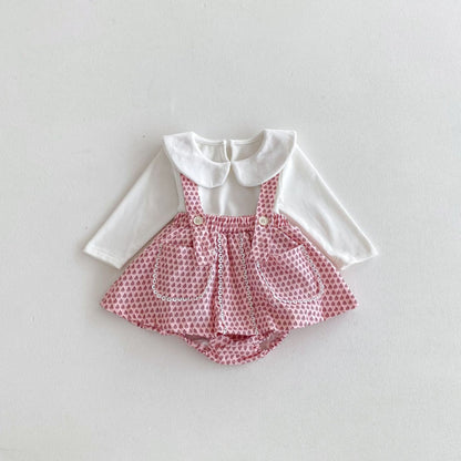 【BABY】花柄サロペットスカート、長袖TシャツSK100331