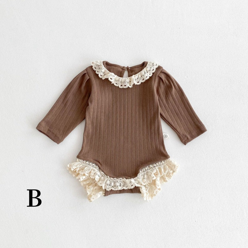 【BABY】レースクルーネックリブロンパース、レースレギンスSK100726