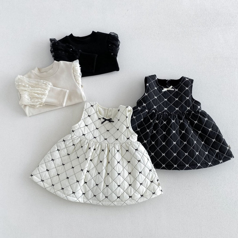 【BABY&KID】蝶結び刺繍ワンピース、パフスリーブトップスSK108113