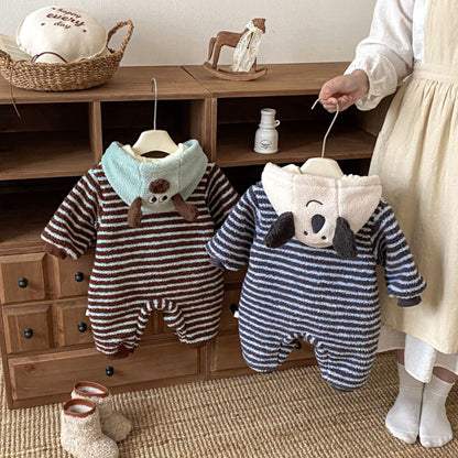 【BABY】ボーダー裏起毛フードカバーオールSK102912