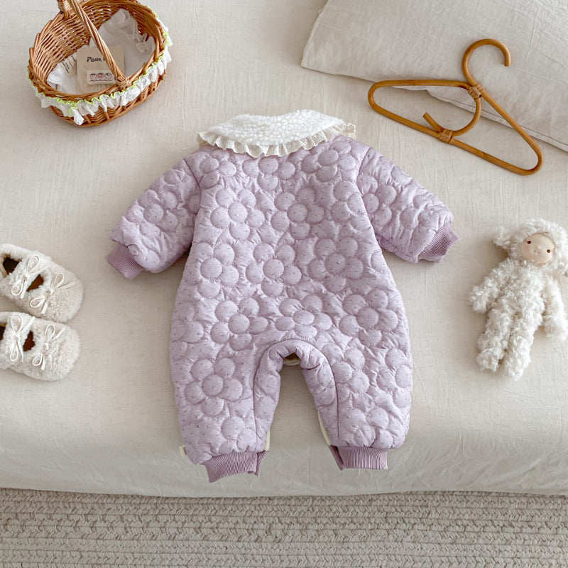 【BABY】韓国風小花柄キルティングカバーオールSK102924