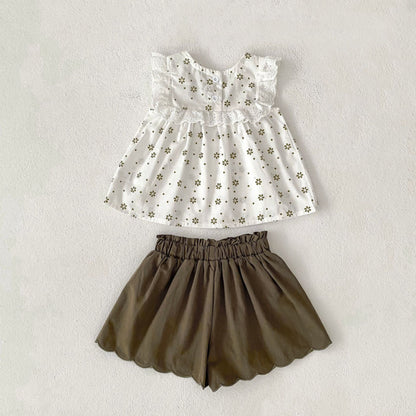 【BABY&KID】夏新作 小花柄トップス＆ショートパンツSK081607