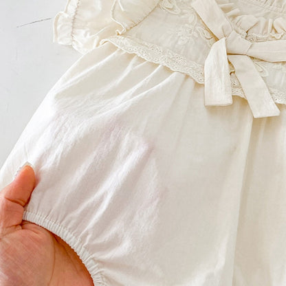 【BABY】夏新作 レース刺繍半袖ロンパースSK091803
