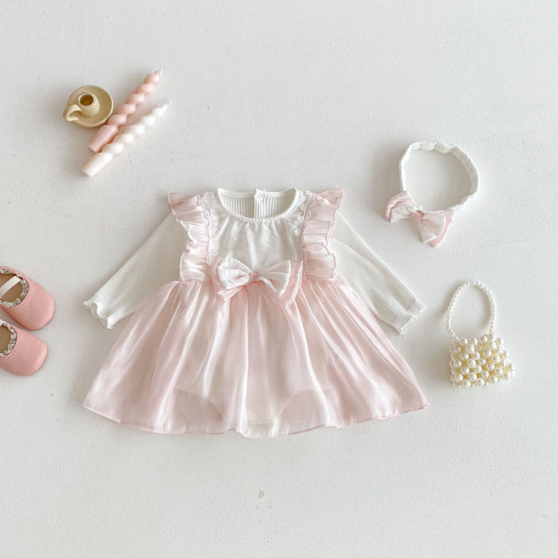 【BABY】リボンチュールロンパースワンピSK103615