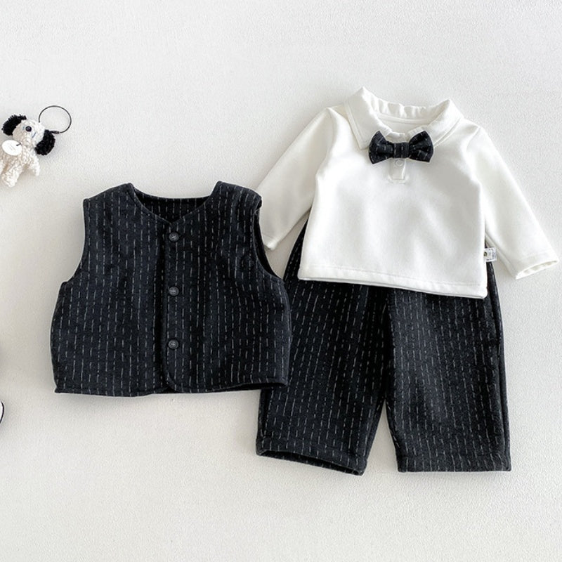 【BABY】冬新作厚手ベストセットアップ、裏起毛トップスSK108312