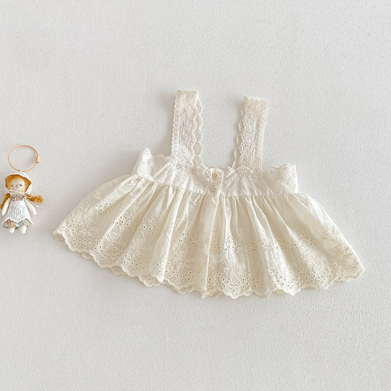 【BABY】夏新作レース小花ロンパース2点セットSK104820