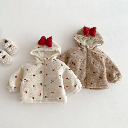 【BABY&KID】冬新作蝶結び＆小花柄キルティングコートSK102904