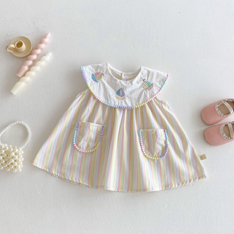 【姉妹服】夏新作 刺繍セーラー舟ロンパース、ワンピースSK072316