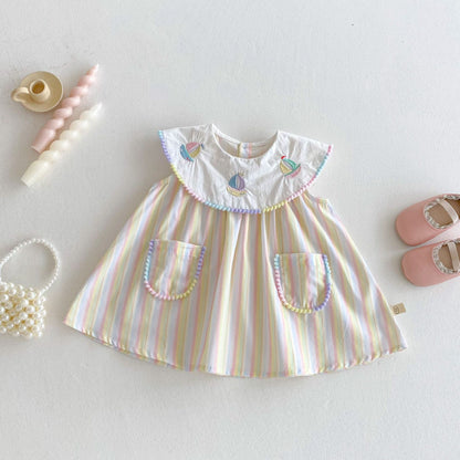 【姉妹服】夏新作 刺繍セーラー舟ロンパース、ワンピースSK072316
