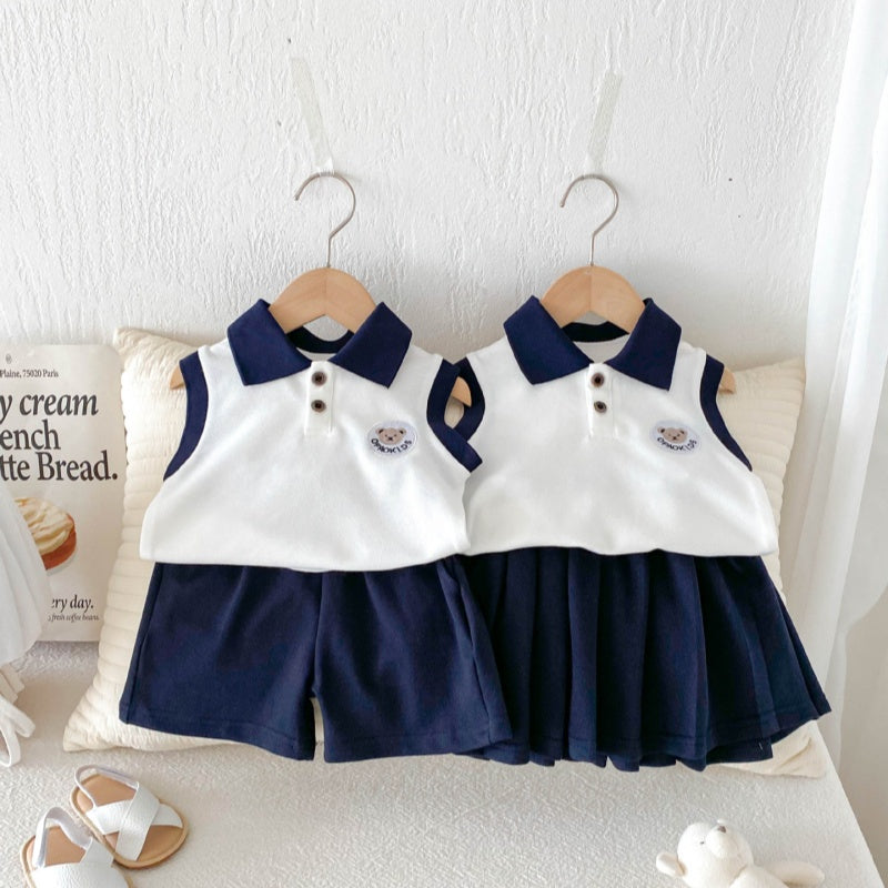 【BABY&KID】夏新作 クマロゴPOLOセットアップSK080307