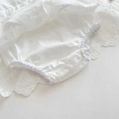 【BABY】夏新作 レース刺繍プリンセスロンパースドレス&帽子SK061820