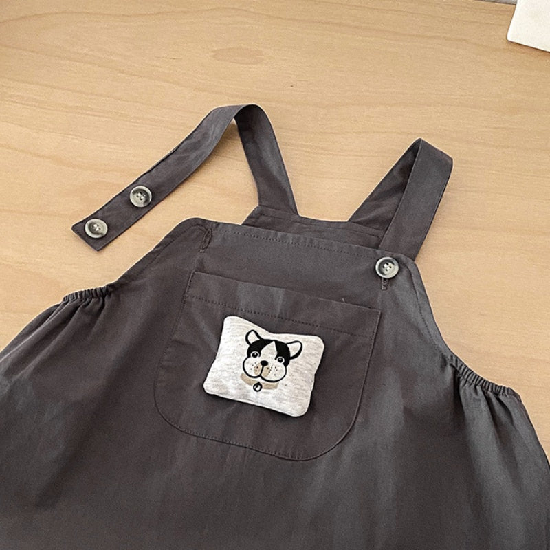 【BABY】わんちゃん刺繍サロペット＆シャツ2点セットSK103916