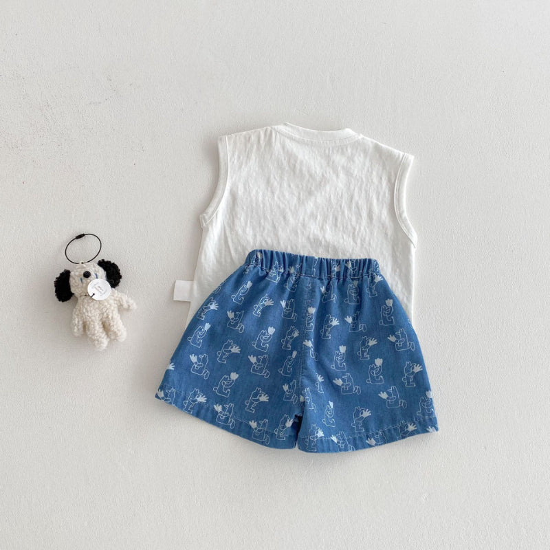 【BABY&KID】夏新作 ドッグポケットTシャツ、フルプリントショーツSK080609