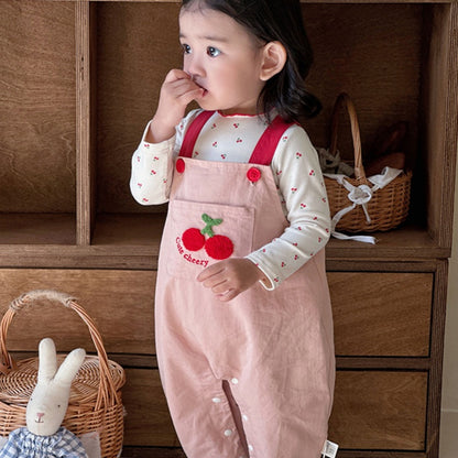 【BABY】さくらんぼポケットサロペット＆さくらんぼ柄ロンTSK104304