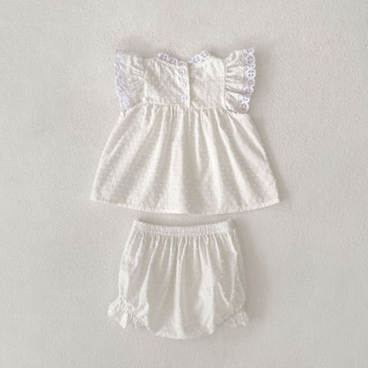 【BABY&KID】夏新作 ガーリーフリル袖セットアップSK081606