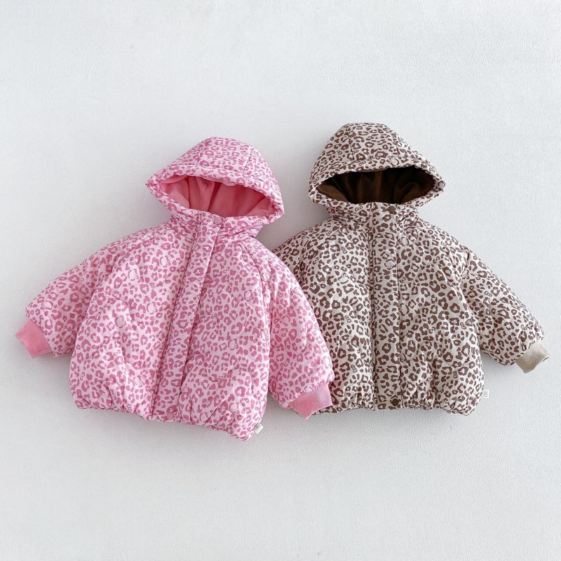 【BABY&KID】冬新作レオパード柄フード付き中綿ジャケットSK108513