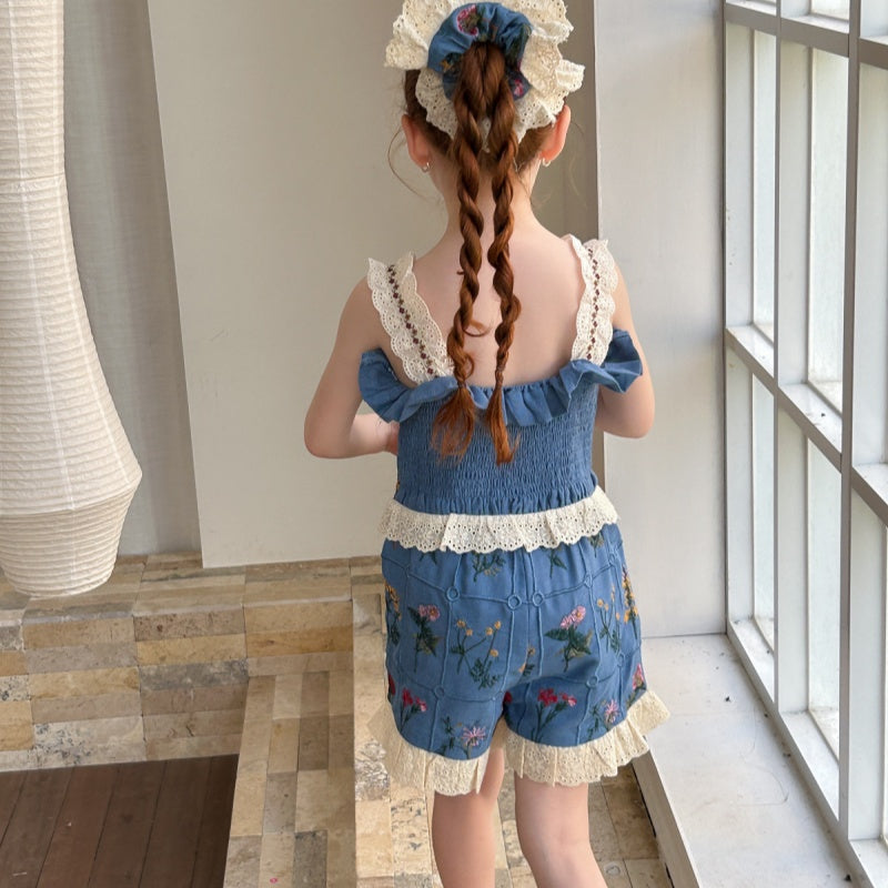 【BABY&KID】夏新作 刺繍キャミセットアップSK091013