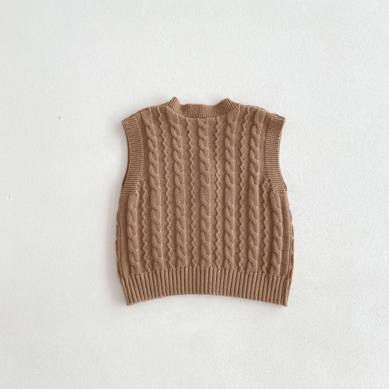 【BABY&KID】レトロ刺繍ニットベストSK092912
