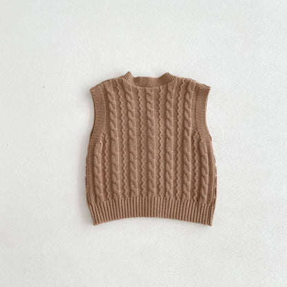 【BABY&KID】レトロ刺繍ニットベストSK092912