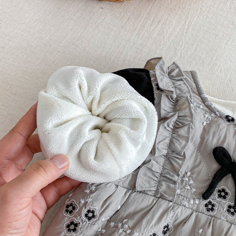 【BABY】冬新作小花柄蝶結びキルティングロンパースSK103102