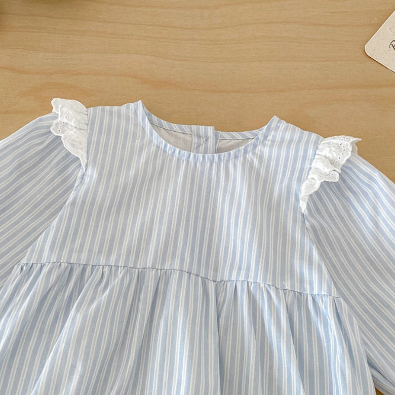 【BABY】ストライプロンパース＆レースキャミ2点セットSK103912
