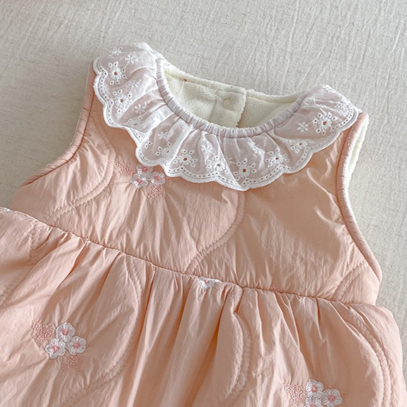 【BABY】冬新作お花刺繍レース襟カバーオールSK103112