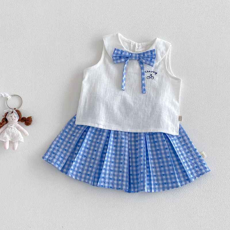 【BABY&KID】夏新作丸襟ワンピース、ボウベスト、スカートSK105902