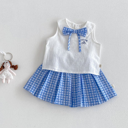 【BABY&KID】夏新作丸襟ワンピース、ボウベスト、スカートSK105902