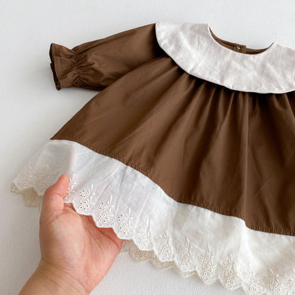 【BABY】長袖クルーネックロンパース、ワンピースSK100124