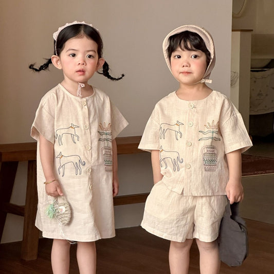 【BABY&KID】夏新作刺繍セットアップ、ワンピースSK104722