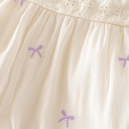 【BABY】夏新作 刺繍蝶結び柄ロンパースSK090602