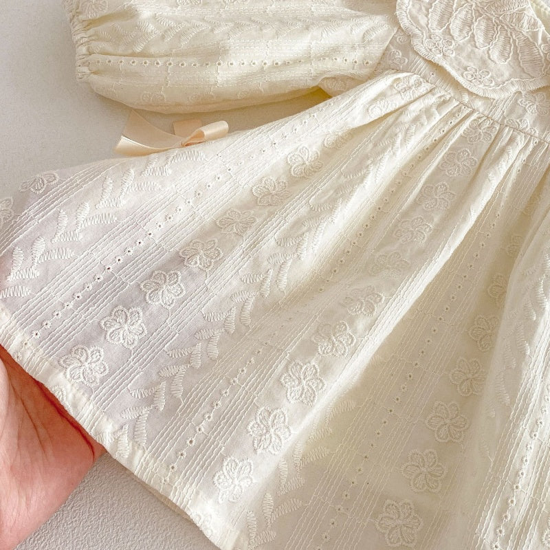 【BABY&KID】襟付きジャカード長袖ワンピースSK104320