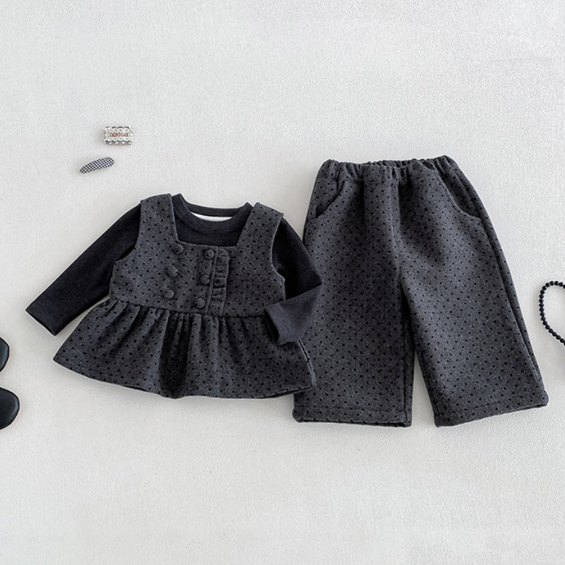 【BABY】冬新作ドットベスト＆ワイドパンツ＆トップスSK108307