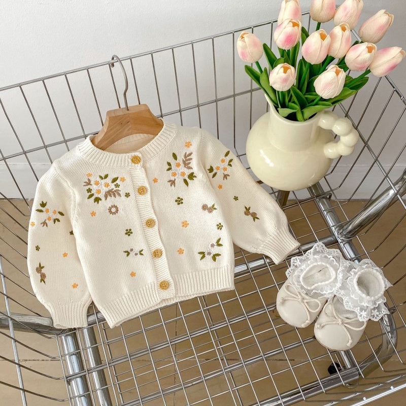 【BABY】花刺繍ニットカーディガンSK092827