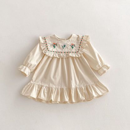 【BABY&KID】ビッグカラー刺繍ワンピースSK011011