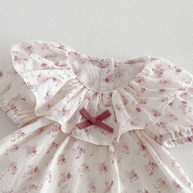 【BABY】夏新作フリル襟小花柄ブラウス＆サロペットロンパースSK104508