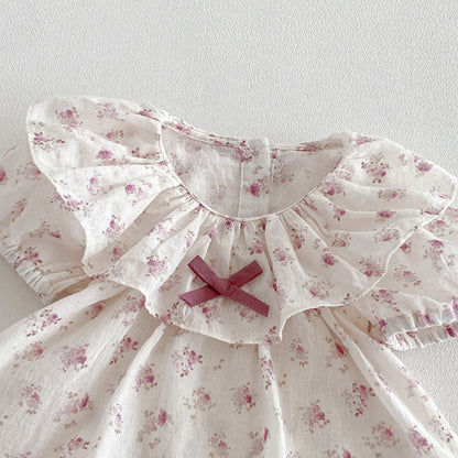 【BABY】夏新作フリル襟小花柄ブラウス＆サロペットロンパースSK104508