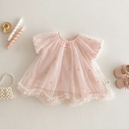 【BABY&KID】夏新作 メッシュ刺繍ワンピースSK070512