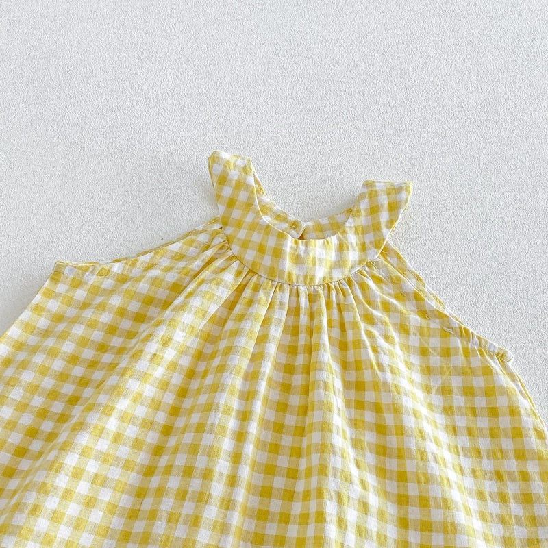 【BABY&KID】夏新作イエローチェックセットアップSK105804